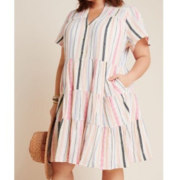 Anthropologie Dresses & Skirts - Maeve Georgina Tiered Shirtdress Plus size